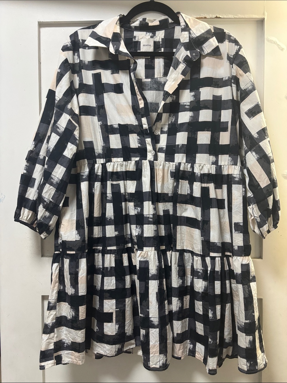 Maeve Black and White Plaid Mini Dress